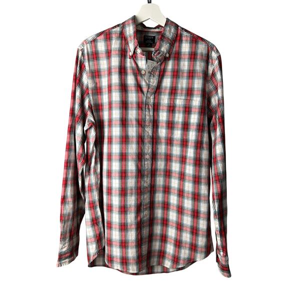 J.Crew Button Down Shirt Womens Medium BB708 Plaid Hidden Button Classic NWT - Picture 1 of 9